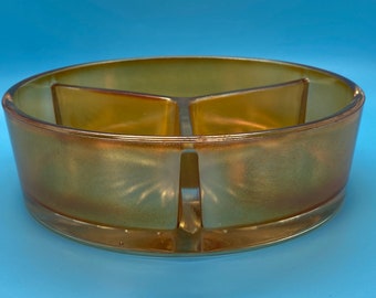 Peach Lusterware Divided Candy Dish