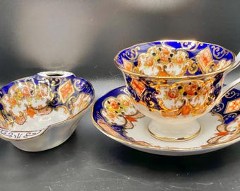 Vintage Royal Albert Bone China Tea Set: Cobalt Blue, "Derby" Pattern