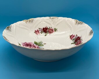 Vintage Bowl - Pink Roses and Gold Gilding - Shabby Chic Home Aesthetic