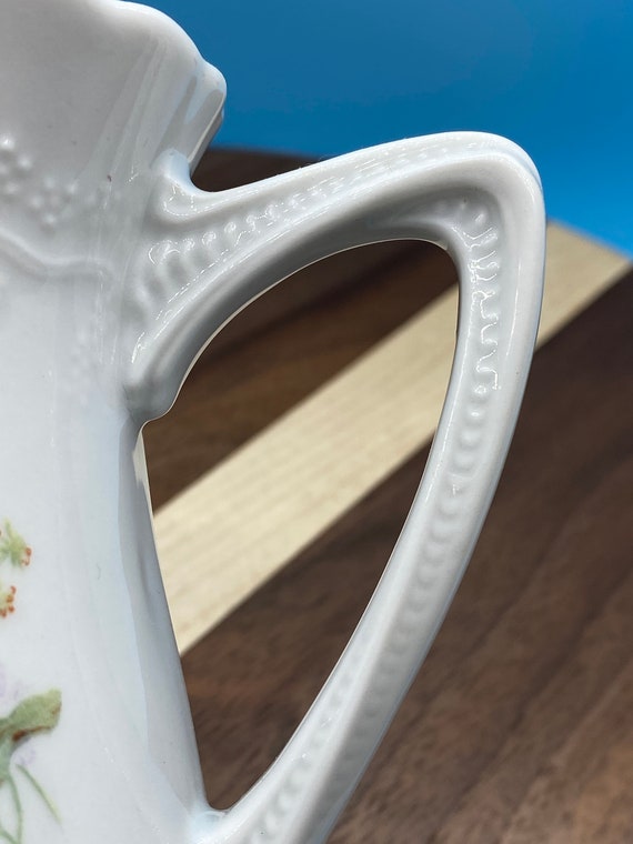 Hand Painted Purple Floral Cream Pitcher Carl Tielsch (CT