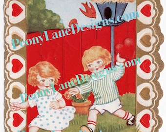 Digital Download Vintage Valentine Boy & Girl Clip Art