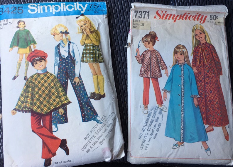 1970's Children's Simplicity Patterns in Size 8 2 Patterns image 1