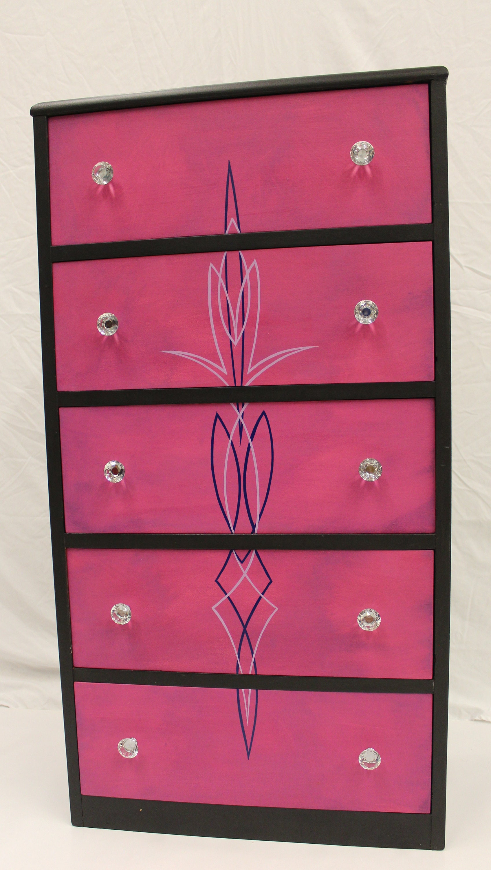 Five Drawer Hot Pink Purple And Black Rock Star Dresser One Etsy