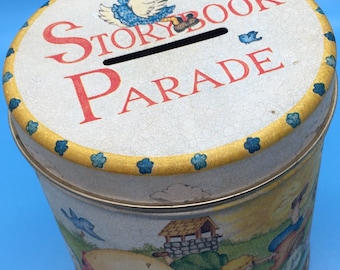 Mother Goose Storybook Parade - Vintage Tin Bank - 1970's