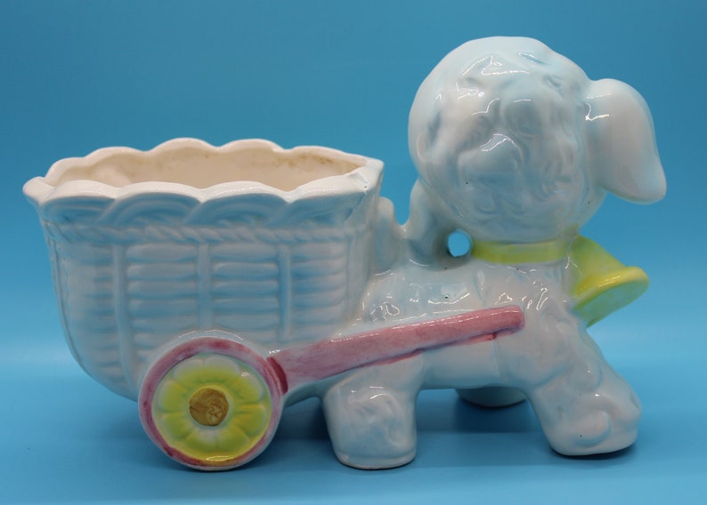 Lamb Pulling a Cart Vintage Planter