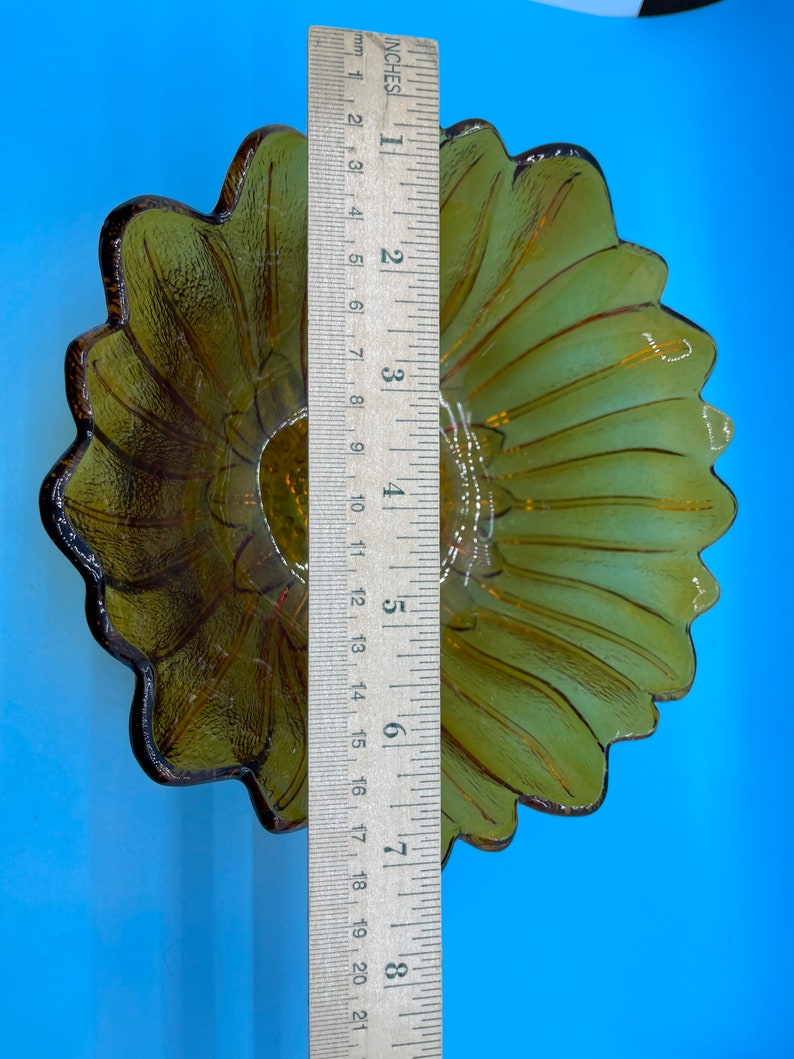 Indiana Amber Glass Sunflower Bowl 1960s image 7