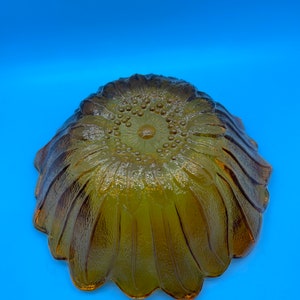 Indiana Amber Glass Sunflower Bowl 1960s image 6