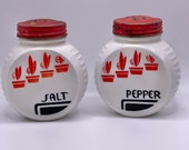 Vintage 1940s Fire King Vitrock Salt Pepper Shakers Set by Anchor Hocking - Milk Glass Collectible Kitchenware