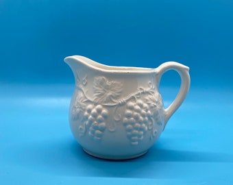 White Vintage Creamer - Embossed Grapes Motif