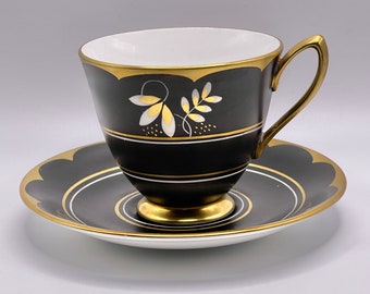 Royal Albert Black and Gold Bone China Vintage Tea Cup Hecho en Inglaterra patrón ROA246