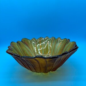 Indiana Amber Glass Sunflower Bowl 1960s image 5