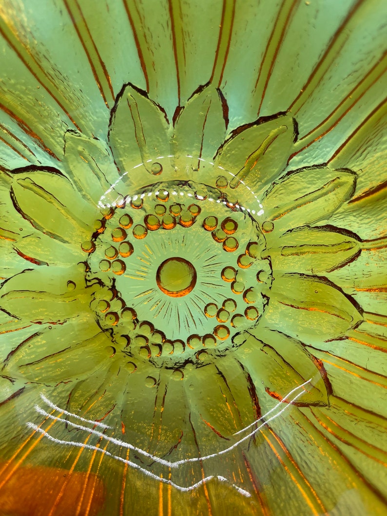 Indiana Amber Glass Sunflower Bowl 1960s image 4