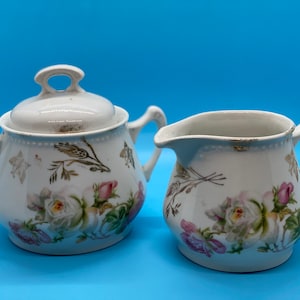 German China - Sugar & Creamer Set - Hand Painted Vintage - Aesthetic Home