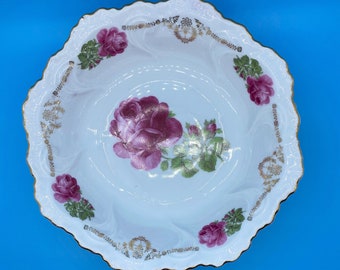 Vintage Rose Serving Bowl Made Germany Hand painted