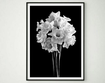 Printable Daffodils Art ~ Downloadable Black and White Flower Photography ~ Digital Download