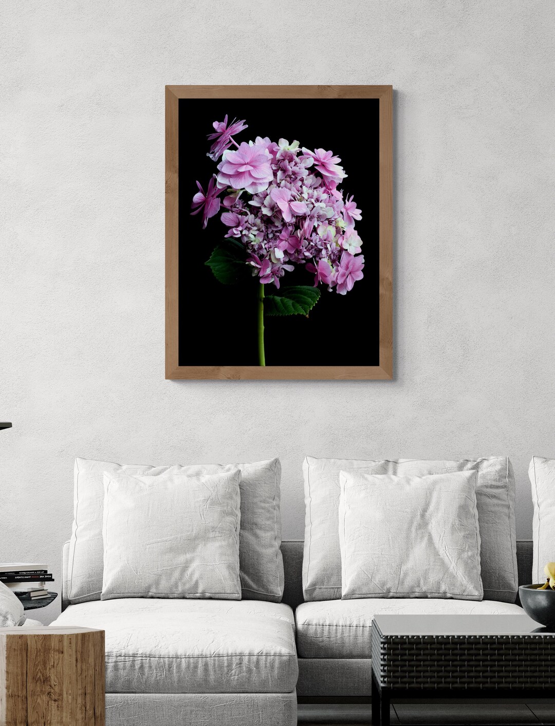 Pink Hydrangea Flower Photography Print - Moody Floral Wall Art ...