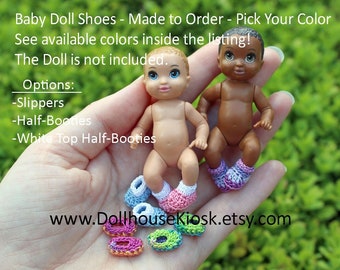 Baby Doll Shoes - 1 Pair - Made to Order - Pick Your Color - for 3 Inch Doll
