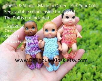 Baby Doll Onesie & Shoes - Made to Order - Pick Your Color - for 3 Inch Doll