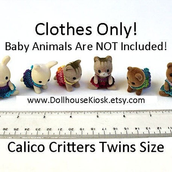 Doll Clothes - Small Size Dress - Fits Calico Critters Twins - Made to Order - Pick Your Color
