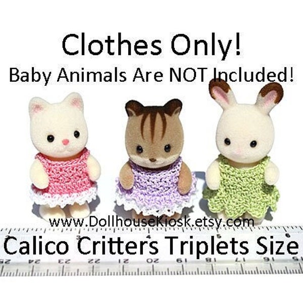 Doll Dress - Made to Order - Pick Your Color - Fit Calico Critters Triplets