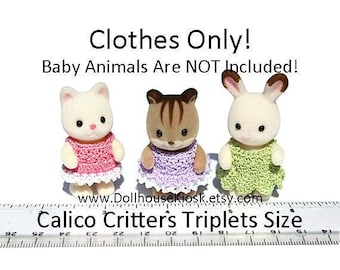 Doll Dress - Made to Order - Pick Your Color - Fit Calico Critters Triplets