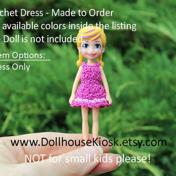 Dress for 3.5" Doll - Made to Order - Pick Your Color -  Fits 3.5 inch Polly Pocket Doll