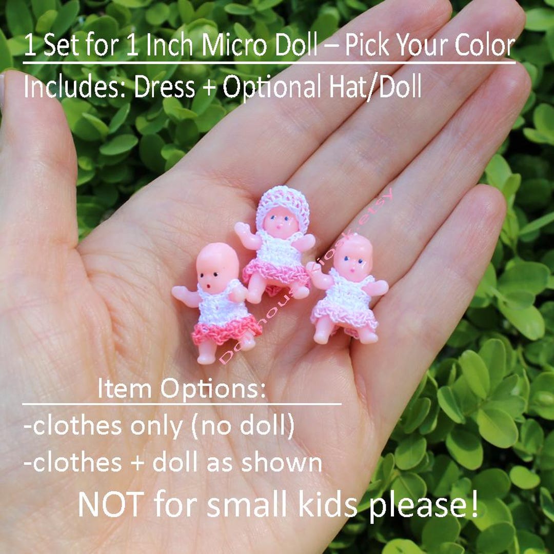 Micro Baby Doll With Clothes Set - 1 Inch Baby Figurine, White Dress ...