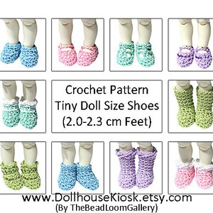 Crochet Pattern - Miniature Doll Size Shoes (2.0-2.3 cm Feet) - PukiFee Size - PDF File Vol.18