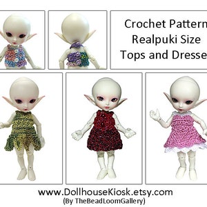 Crochet Pattern - Miniature Doll Size Tops and Dresses - Realpuki Size - PDF File Vol.5