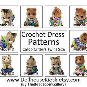 Crochet Pattern - Miniature Dresses - Calico Critters Twins Size - PDF File Vol.16