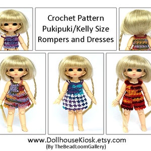 Crochet Pattern - Miniature Doll Size Rompers and Dresses - Pukipuki / Kelly Size - PDF File Vol.8
