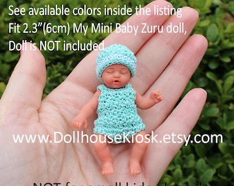 Doll Clothes - Baby Doll Onesie or Onesie & Hat Set - Made to Order - Pick Your Color - Fit  2.3” (6cm) My Mini Baby Zuru Doll