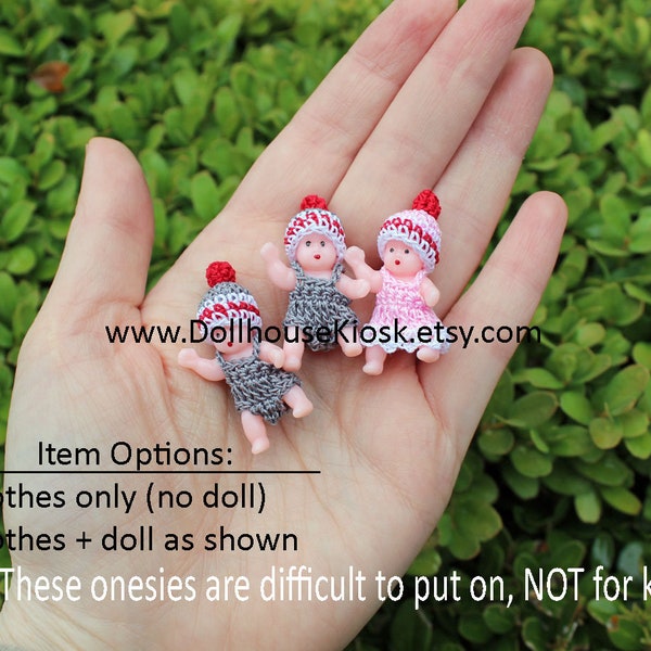 Mini Doll with Clothes as Shown - 1.25 Inch Doll with Onesie & Hat - Sock Monkey