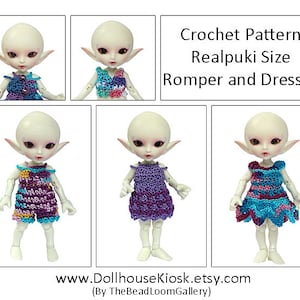 Crochet Pattern - Miniature Doll Size Romper and Dresses - Realpuki Size - PDF File Vol.9