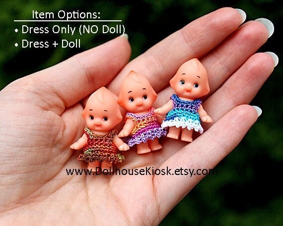 Mini Baby Doll with Crochet Dress Mini Kewpie Dollhouse