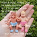 Baby Doll Diaper & Shoes - Made to Order - Pick Your Color - fit 2.3 Inch Doll