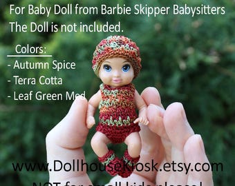 Baby Doll Outfit - Onesie, Hat, and Shoes - Set as Shown for 3 Inch Doll