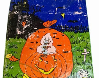 Vintage Halloween Lawn Bag - Pumpkin & Ghost