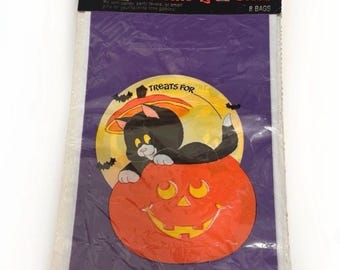 Vintage Pumpkin & Paws Halloween Party Loot Bags