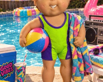 1991 Vintage Cabbage Patch Kids Splash N Tan Boy Doll: Red hair, Blue eyes
