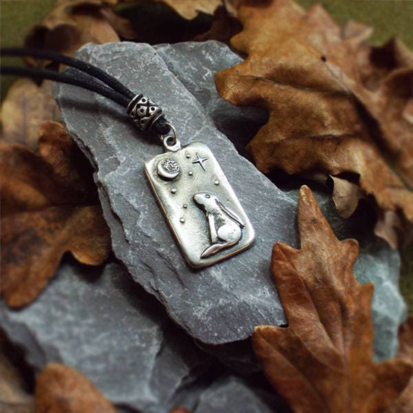 Pewter, Moongazing Hare Pendant