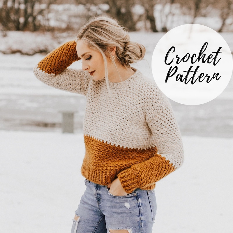 Color Block Bow Cropped Sweater main image 1