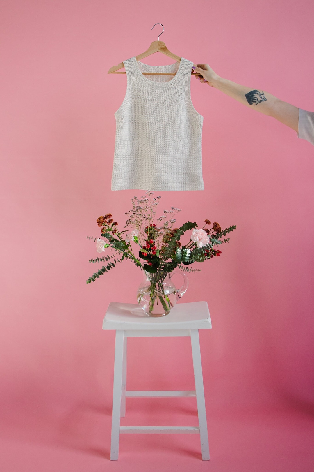 White Clay Combo Crochet Tank main image 1