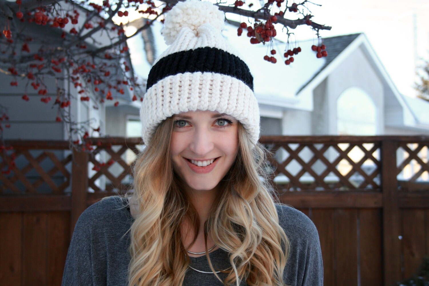 Ladies Striped Loom Knit Winter Hat / Womens Knitted Toque Etsy