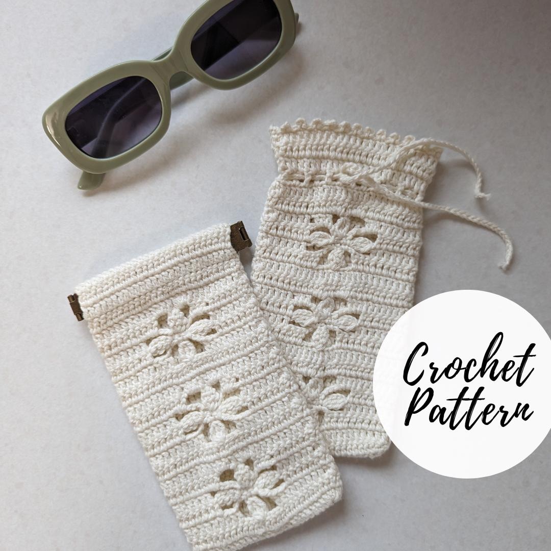 Hibiscus Sunglasses Pouch X Crochet Pattern [2 Closure Options: Flex Frame + Drawstring