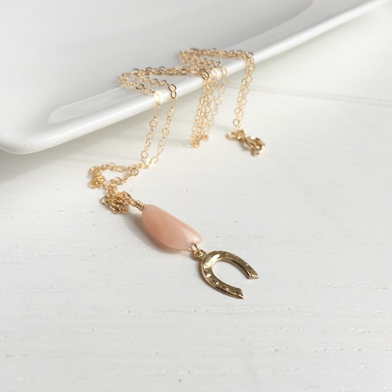 Good Luck Necklace Horseshoe Necklace Opal Necklace October Etsy