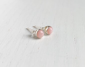 Opal Stud Earrings, Gemstone Earrings, Christmas Gift For Her, October Birthstone Earrings, Girlfriend Birthday, Wife Gift, Peachy Pink