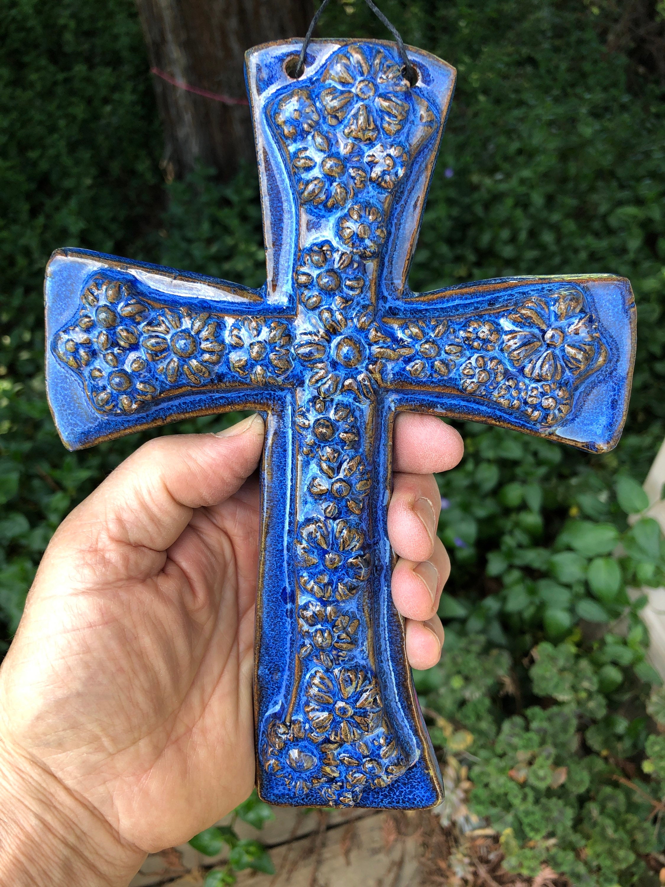 Ceramic Cross with a sheer gift bag Beautiful Home Decor Etsy