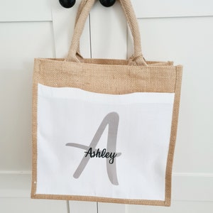 Personalised Jute Bag, Shopping Bag, Gift Bag, Tote, Lunch Bag, Burlap Bag, Bag with Name, Large Personalised Bag, Eco Friendly