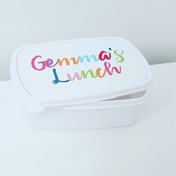 Personalised Lunch Box – Multicoloured Name, Lunch Tupperware, Personalised School Lunch Box, Back to School, Small Sandwich Box